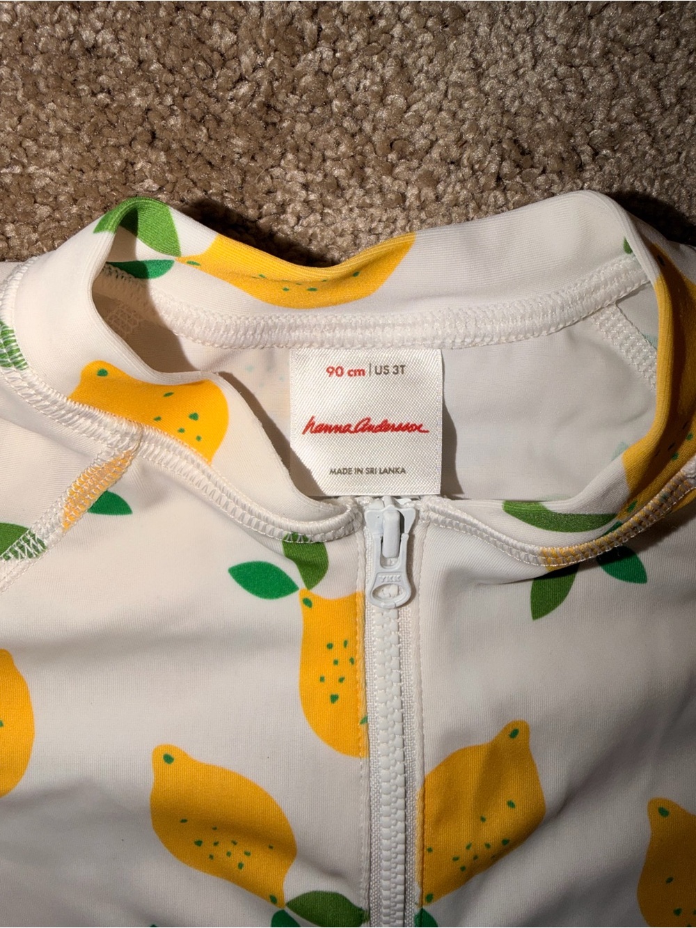 Hanna Andersson Lemon Print Rash Guard Swimsuit One Piece 3T UPF Swim - Picture 3 of 7